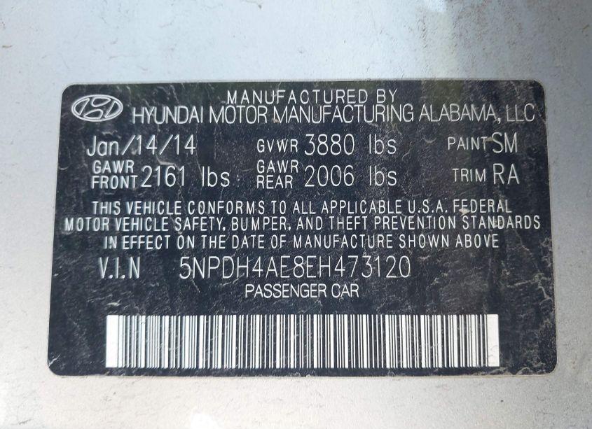 Photo 9 of 2014 Hyundai Elantra SE (VIN 5NPDH4AE8EH473120)