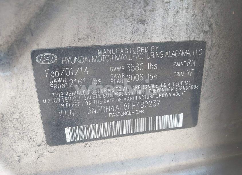 Photo 9 of 2014 Hyundai Elantra SE (VIN 5NPDH4AE8EH482237)