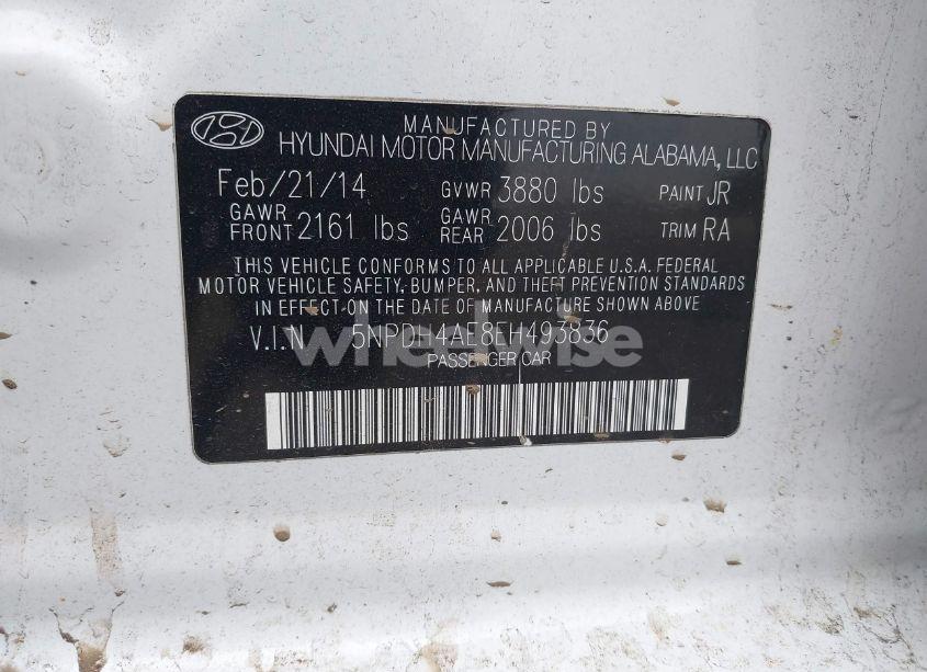 Photo 9 of 2014 Hyundai Elantra SE (VIN 5NPDH4AE8EH493836)