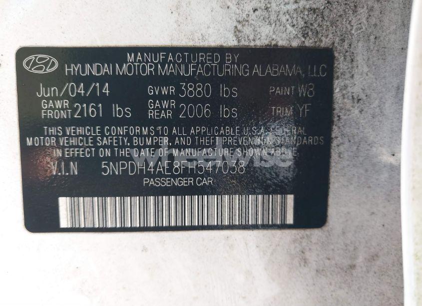 Photo 9 of 2015 Hyundai Elantra LIMITED (VIN 5NPDH4AE8FH547038)