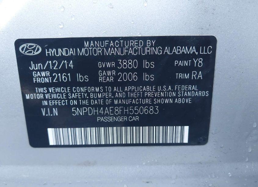 Photo 9 of 2015 Hyundai Elantra SE (VIN 5NPDH4AE8FH550683)