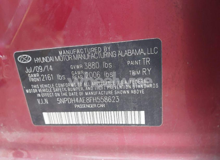 Photo 9 of 2015 Hyundai Elantra SE (VIN 5NPDH4AE8FH558623)