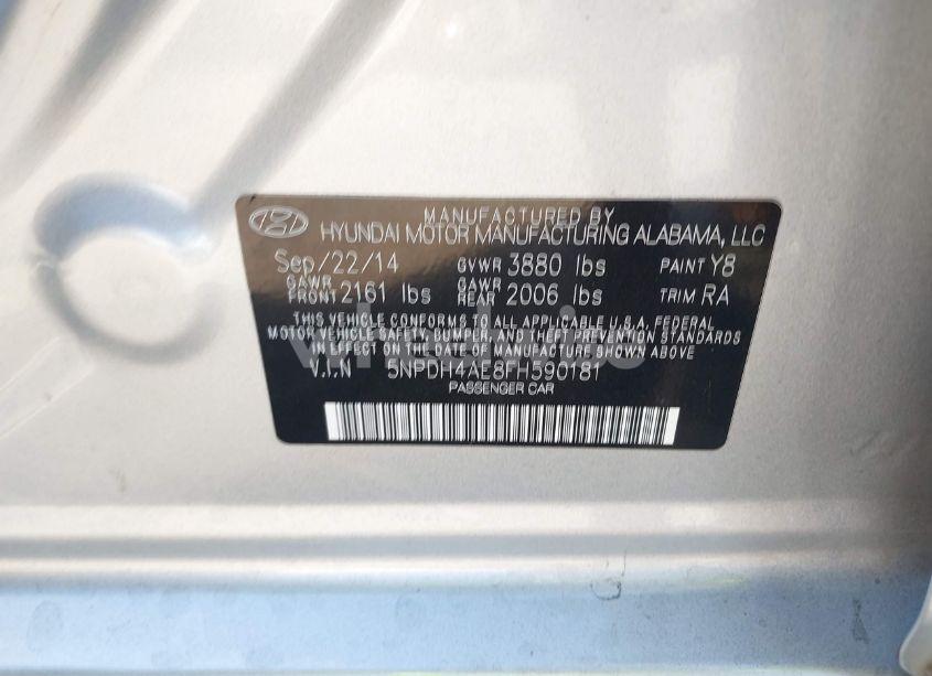 Photo 9 of 2015 Hyundai Elantra SE (VIN 5NPDH4AE8FH590181)