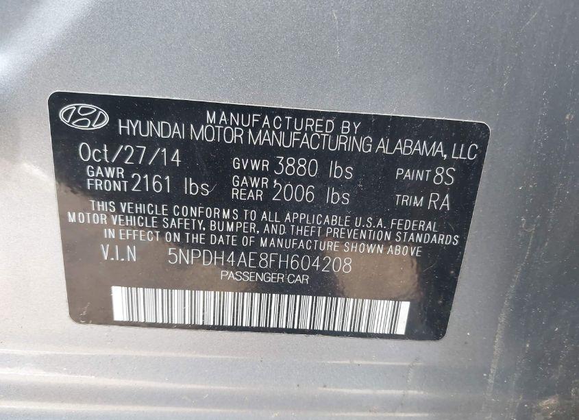 Photo 8 of 2015 Hyundai Elantra SE (VIN 5NPDH4AE8FH604208)