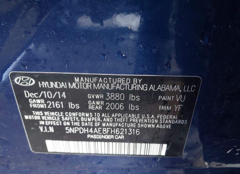 Photo 9 of 2015 Hyundai Elantra SE (VIN 5NPDH4AE8FH621316)