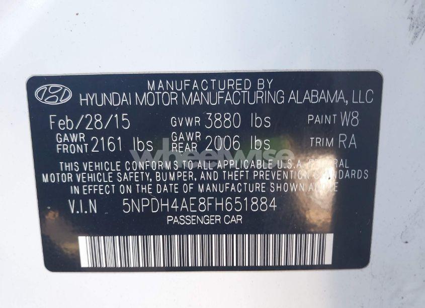 Photo 9 of 2015 Hyundai Elantra SE (VIN 5NPDH4AE8FH651884)
