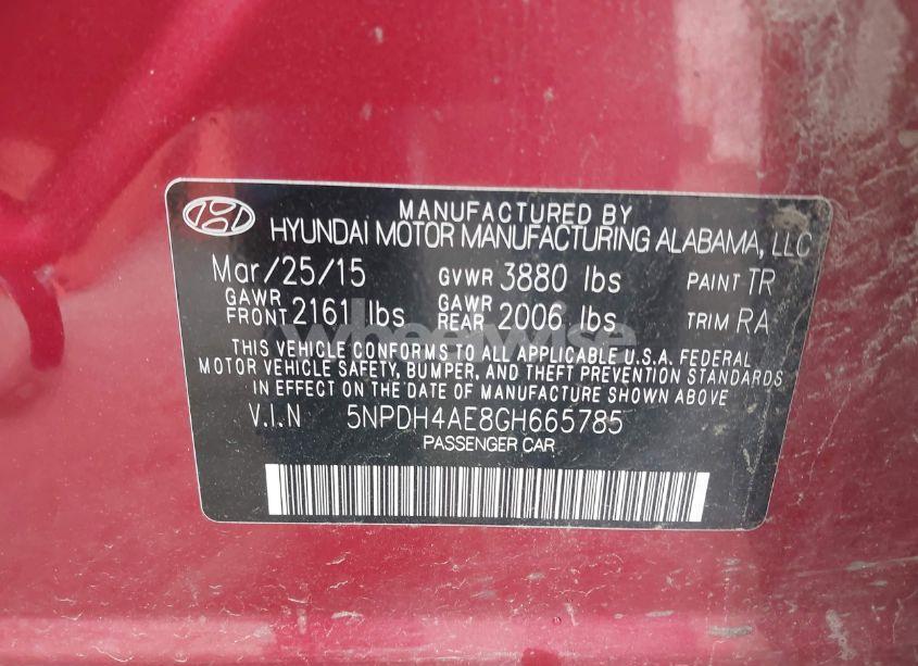 Photo 9 of 2016 Hyundai Elantra SE (VIN 5NPDH4AE8GH665785)