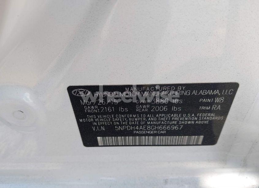 Photo 9 of 2016 Hyundai Elantra SE (VIN 5NPDH4AE8GH666967)