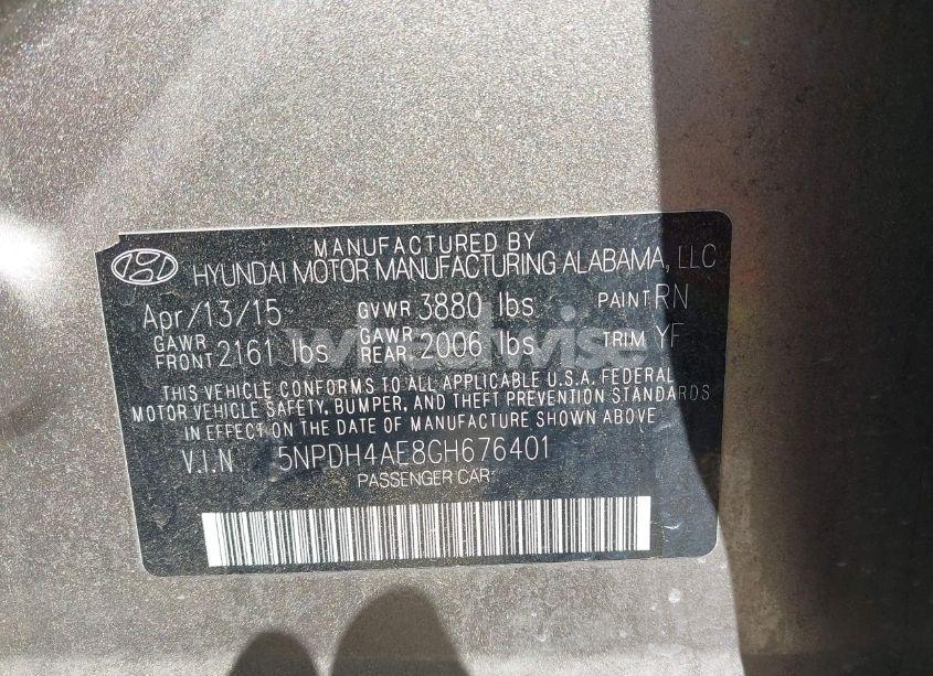 Photo 9 of 2016 Hyundai Elantra SE (VIN 5NPDH4AE8GH676401)