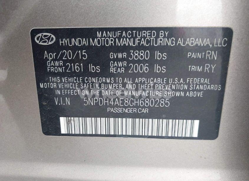 Photo 9 of 2016 Hyundai Elantra VALUE EDITION (VIN 5NPDH4AE8GH680285)