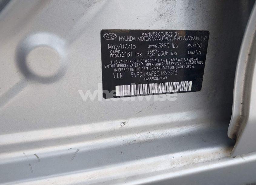 Photo 9 of 2016 Hyundai Elantra SE (VIN 5NPDH4AE8GH692615)