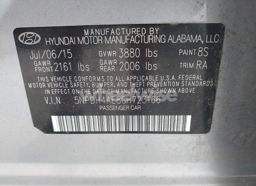 Photo 9 of 2016 Hyundai Elantra SE (VIN 5NPDH4AE8GH723166)