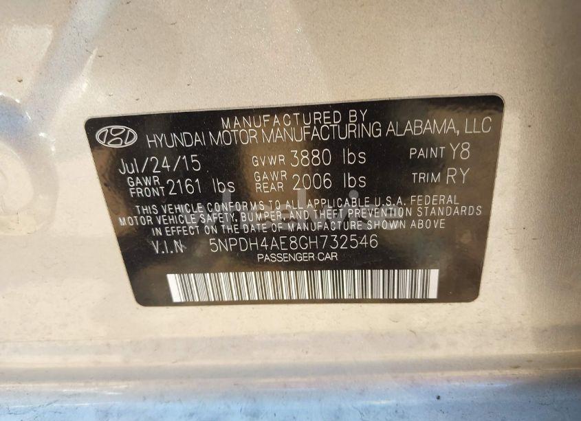 Photo 9 of 2016 Hyundai Elantra VALUE EDITION (VIN 5NPDH4AE8GH732546)