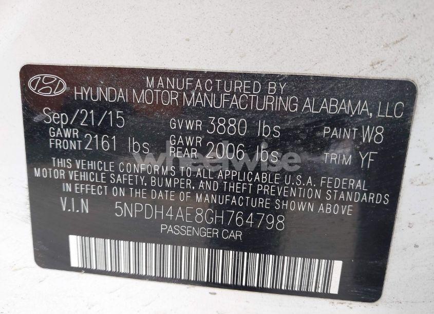 Photo 9 of 2016 Hyundai Elantra VALUE EDITION (VIN 5NPDH4AE8GH764798)