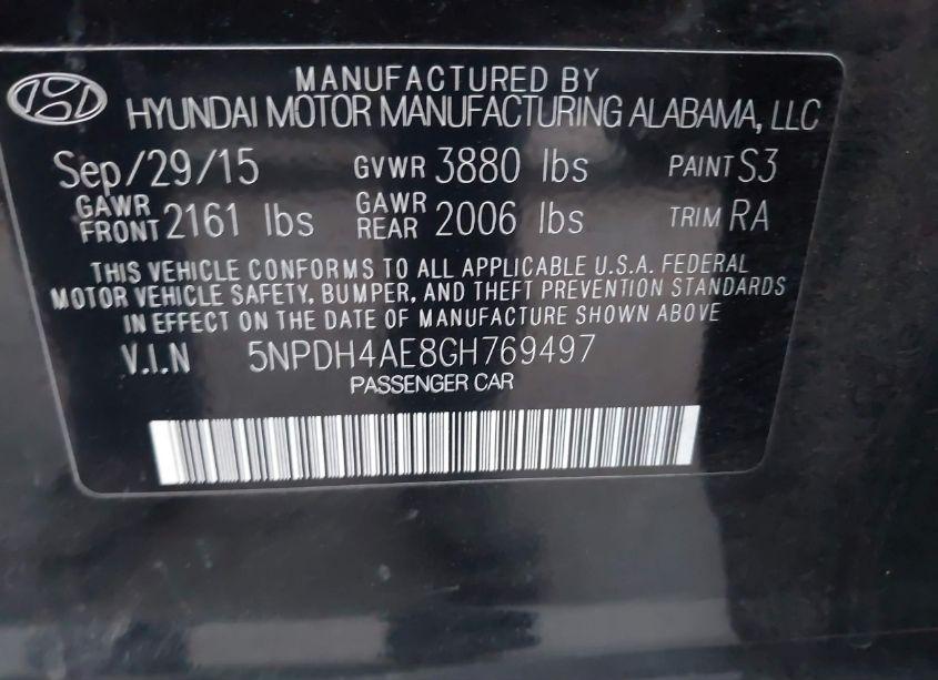 Photo 9 of 2016 Hyundai Elantra SE (VIN 5NPDH4AE8GH769497)