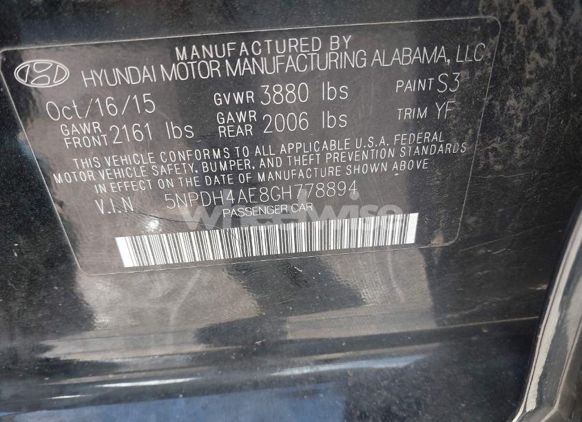 Photo 9 of 2016 Hyundai Elantra VALUE EDITION (VIN 5NPDH4AE8GH778894)