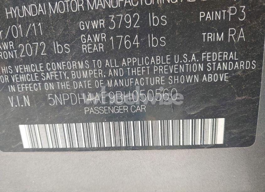 Photo 9 of 2011 Hyundai Elantra GLS (VIN 5NPDH4AE9BH050560)
