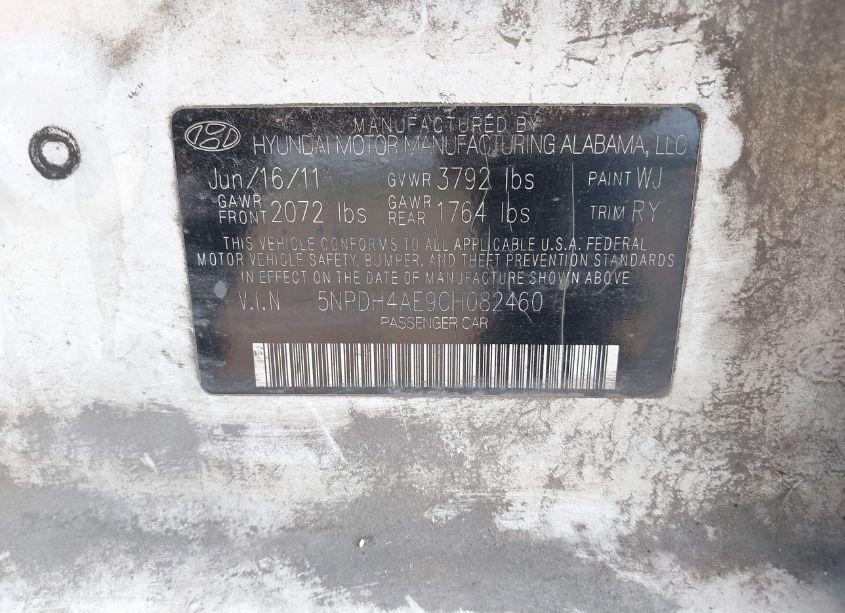 Photo 9 of 2012 Hyundai Elantra LIMITED (VIN 5NPDH4AE9CH082460)