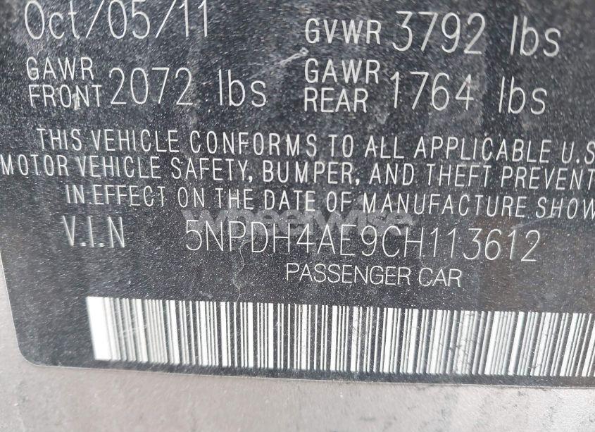 Photo 9 of 2012 Hyundai Elantra GLS (VIN 5NPDH4AE9CH113612)