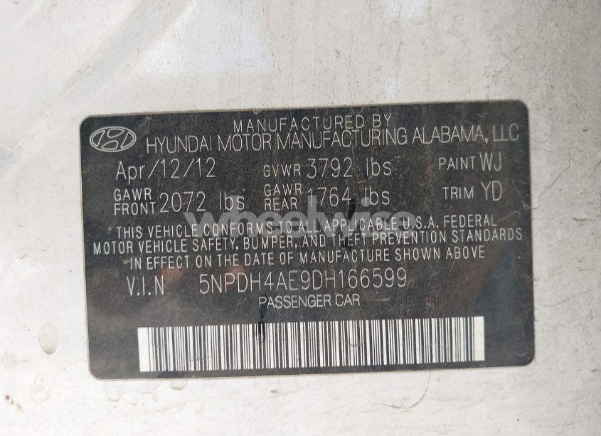 Photo 9 of 2013 Hyundai Elantra GLS (VIN 5NPDH4AE9DH166599)