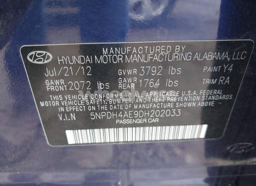 Photo 9 of 2013 Hyundai Elantra LIMITED (VIN 5NPDH4AE9DH202033)