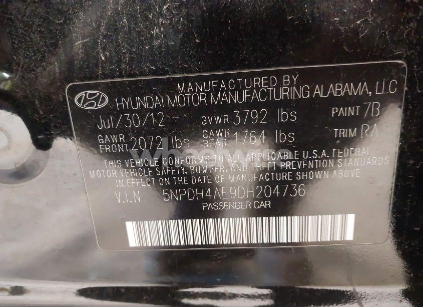 Photo 9 of 2013 Hyundai Elantra GLS (VIN 5NPDH4AE9DH204736)