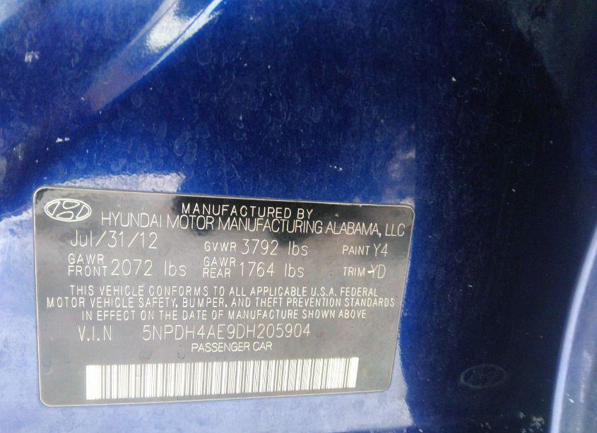 Photo 9 of 2013 Hyundai Elantra GLS (VIN 5NPDH4AE9DH205904)