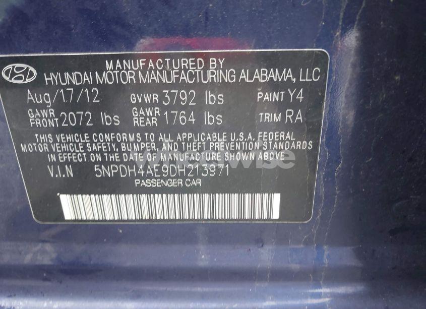 Photo 9 of 2013 Hyundai Elantra GLS/LIMITED (VIN 5NPDH4AE9DH213971)