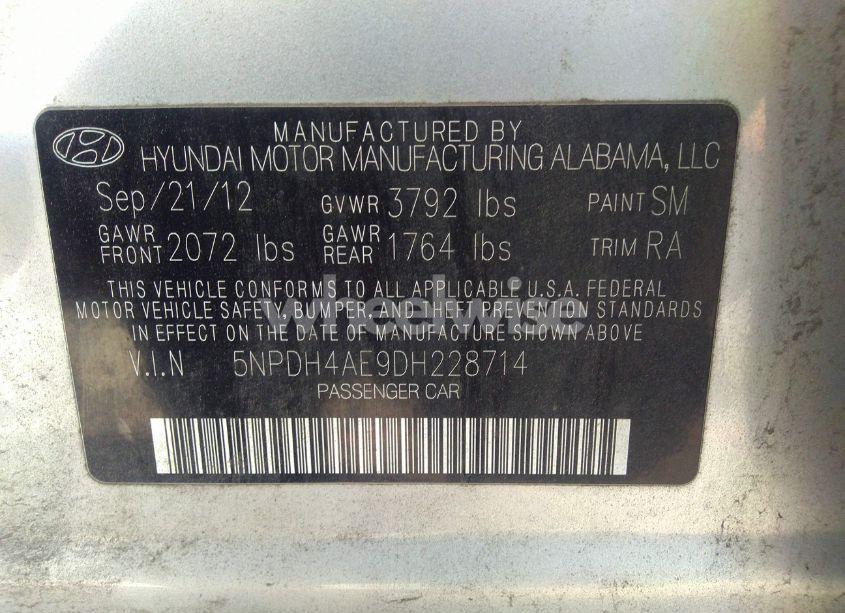 Photo 9 of 2013 Hyundai Elantra LIMITED (VIN 5NPDH4AE9DH228714)