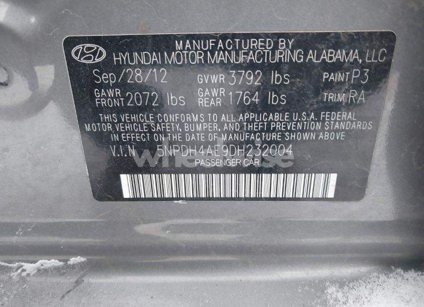 Photo 9 of 2013 Hyundai Elantra GLS (VIN 5NPDH4AE9DH232004)