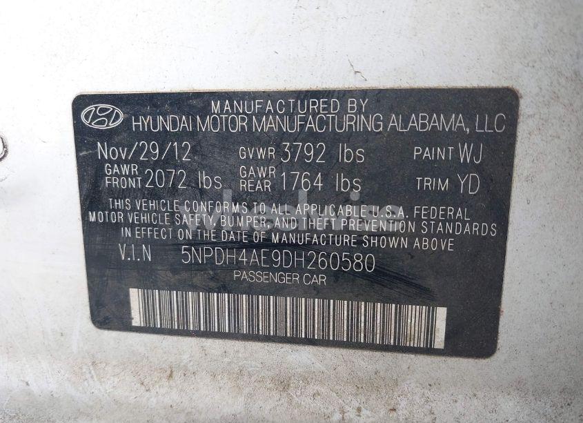 Photo 9 of 2013 Hyundai Elantra GLS (VIN 5NPDH4AE9DH260580)