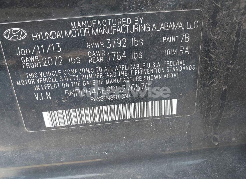 Photo 9 of 2013 Hyundai Elantra GLS (VIN 5NPDH4AE9DH276570)