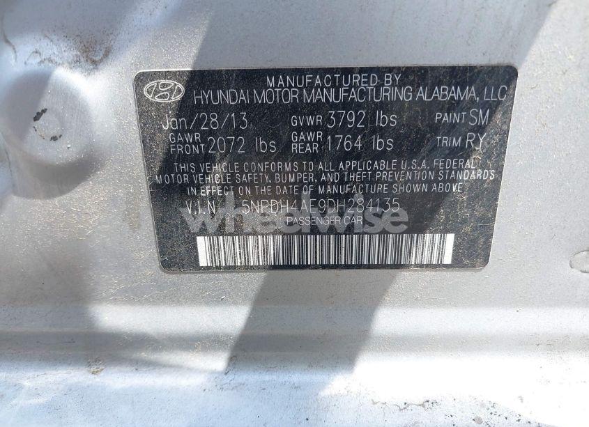 Photo 9 of 2013 Hyundai Elantra LIMITED (VIN 5NPDH4AE9DH284135)