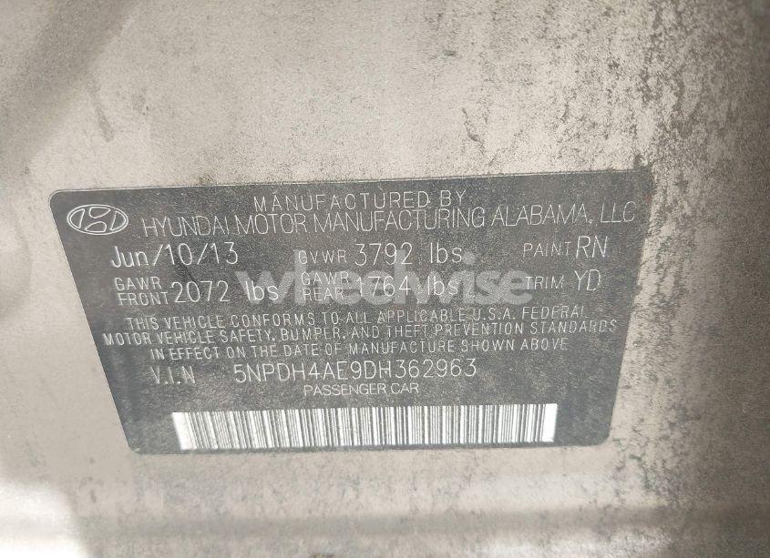 Photo 9 of 2013 Hyundai Elantra GLS (VIN 5NPDH4AE9DH362963)