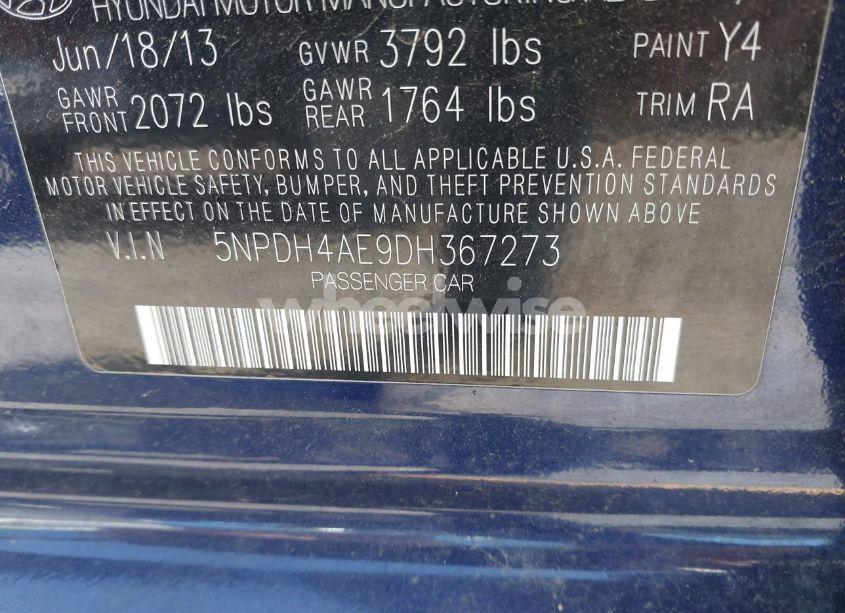 Photo 9 of 2013 Hyundai Elantra LIMITED (VIN 5NPDH4AE9DH367273)