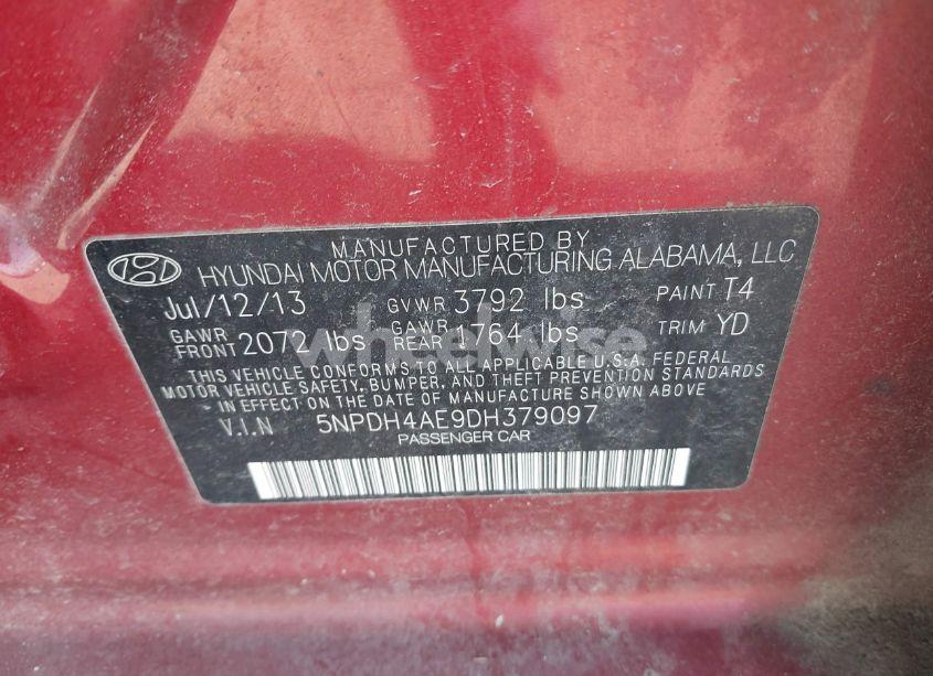 Photo 9 of 2013 Hyundai Elantra GLS (VIN 5NPDH4AE9DH379097)