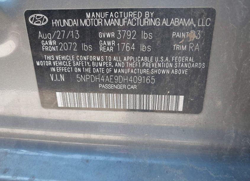 Photo 9 of 2013 Hyundai Elantra GLS (VIN 5NPDH4AE9DH409165)