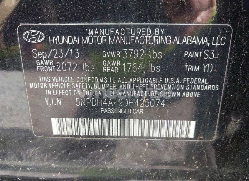 Photo 9 of 2013 Hyundai Elantra GLS (VIN 5NPDH4AE9DH425074)