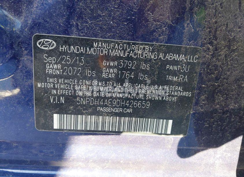 Photo 9 of 2013 Hyundai Elantra GLS (VIN 5NPDH4AE9DH426659)