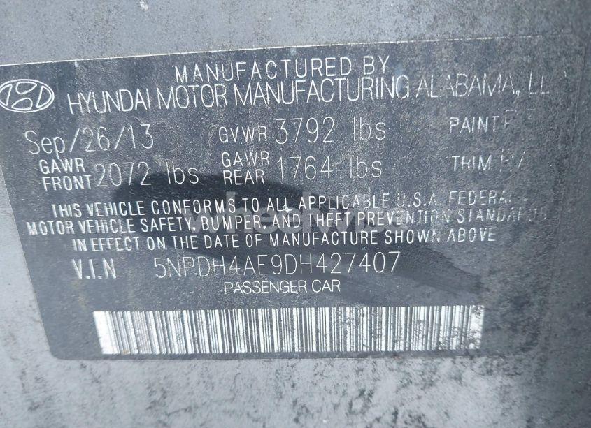 Photo 9 of 2013 Hyundai Elantra GLS (VIN 5NPDH4AE9DH427407)