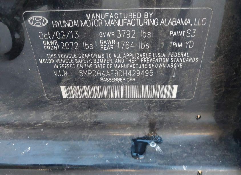 Photo 9 of 2013 Hyundai Elantra GLS (VIN 5NPDH4AE9DH429495)