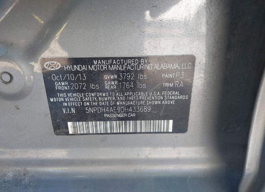 Photo 9 of 2013 Hyundai Elantra GLS (VIN 5NPDH4AE9DH433689)