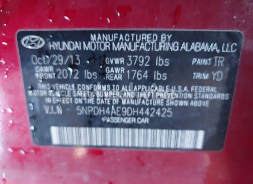 Photo 9 of 2013 Hyundai Elantra GLS (VIN 5NPDH4AE9DH442425)