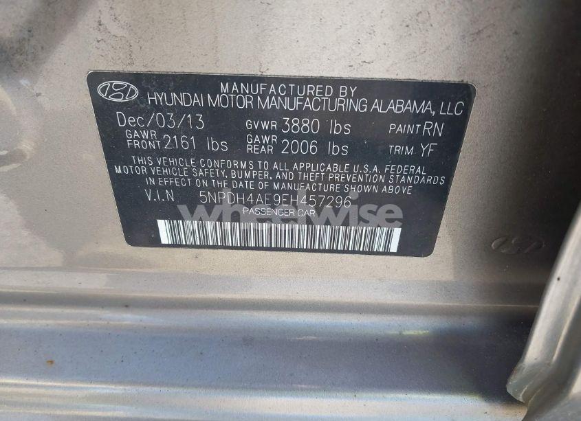 Photo 9 of 2014 Hyundai Elantra LIMITED (VIN 5NPDH4AE9EH457296)