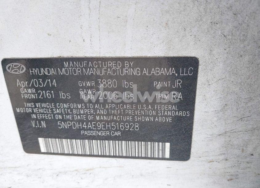 Photo 9 of 2014 Hyundai Elantra SE (VIN 5NPDH4AE9EH516928)