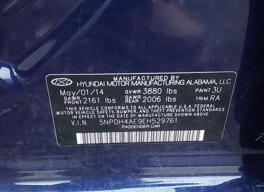 Photo 9 of 2014 Hyundai Elantra SE (VIN 5NPDH4AE9EH529761)