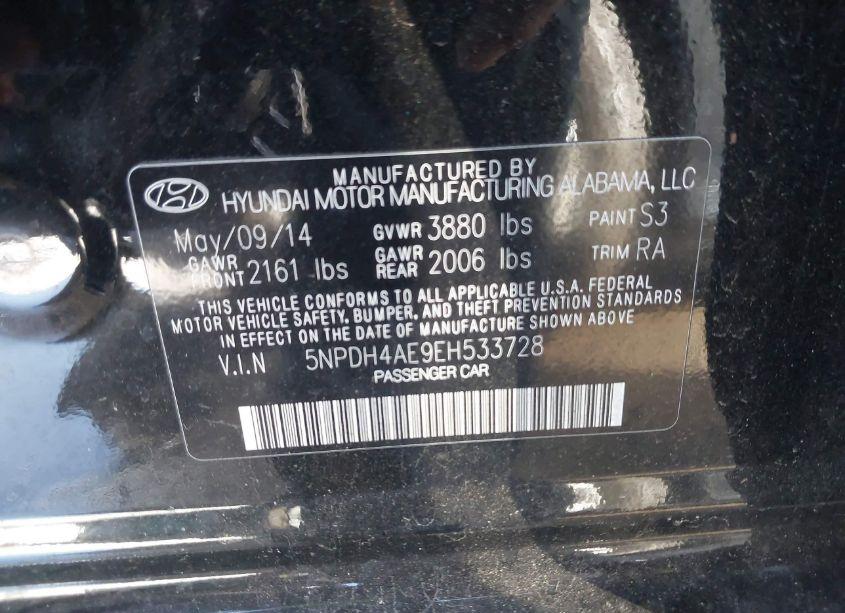 Photo 9 of 2014 Hyundai Elantra SE (VIN 5NPDH4AE9EH533728)