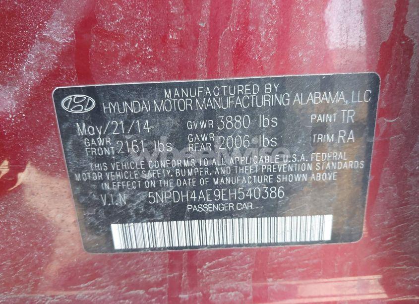 Photo 9 of 2014 Hyundai Elantra SE (VIN 5NPDH4AE9EH540386)