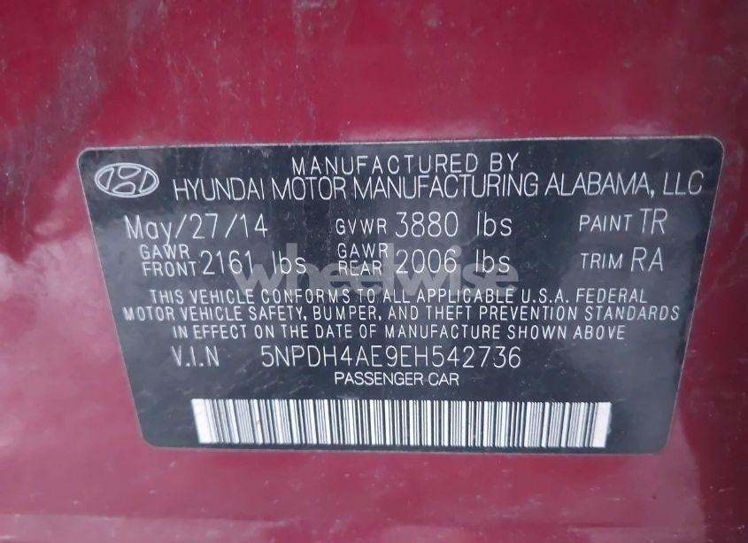 Photo 9 of 2014 Hyundai Elantra SE (VIN 5NPDH4AE9EH542736)