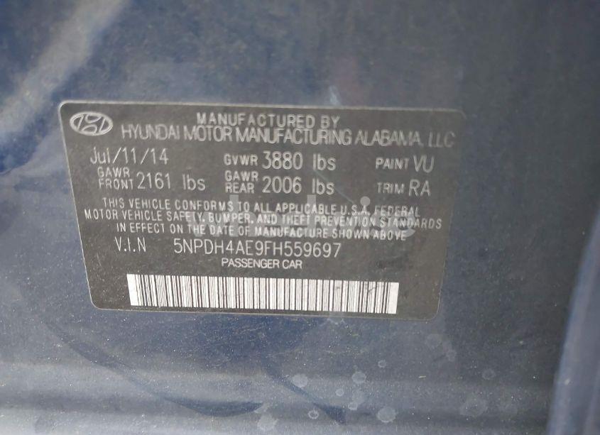 Photo 9 of 2015 Hyundai Elantra SE (VIN 5NPDH4AE9FH559697)